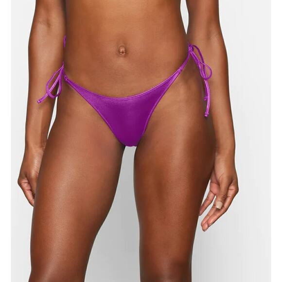 SKIMS Metallic Swim Skimpy Tie Bikini Bottom Dragon Fruit NWT Size 3X - Picture 2 of 10